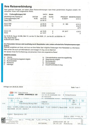 Zugticket freiburg airolo - zugticket,
