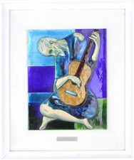 Man with guitar enamel