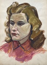 Junge frau gouache auf - gouache,