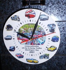 Wanduhr CORVETTE Sammlerstück, Dm 19 cm, 3. Int.US-Car Treffen ÜB 2001