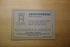 altes Heft HORCH 8  Type 830 951 851 851 850 Arbeitspreise  Auto Union  original