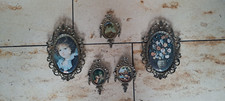 5 ovale vintage Bilder im Seidendruck" Made in Italy"