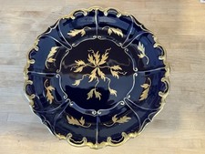 ILMENAU Graf von Henneberg Porzellan Schale 34cm Gold Echt Kobalt Servierteller