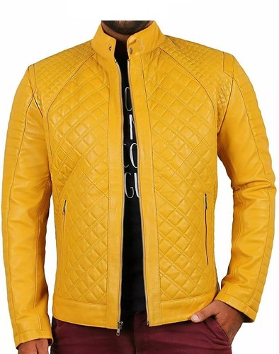 Herren gelbe lederjacke - herren,