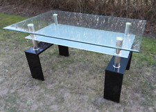 Couchtisch Beistelltisch mit zwei Glasplatten Füße schwarzer Klavierlack T113