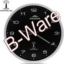 B-Ware Wanduhr Funk Ø 31cm - schwarz/silber