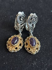 Paar Ohrringe Ohrclips Mit Ametyst 835 Silber Punze