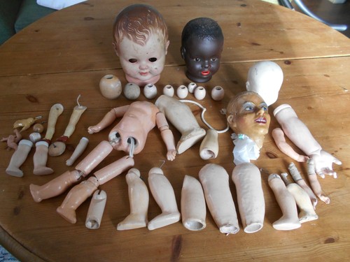 Konvolut alte puppen teile - alte,