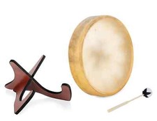 Anregende Schamanen-Trommel mit Pferdefell im Set inkl. Schlägel und Ständer