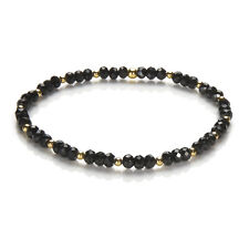 Turmalin Armband schwarz, Schörl Edelsteinarmband facettiert, Perlenarmband C101