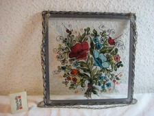 Glas Fensterbild mit Blumen