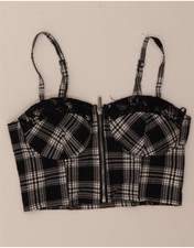 Tally Weijl Damen Korsett Top UK 12 Medium schwarz kariert Baumwolle DE52