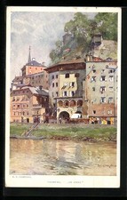 Künstler-AK Edward Theodore Compton: Salzburg, Partie Im Stein, Pferdewagen bei 