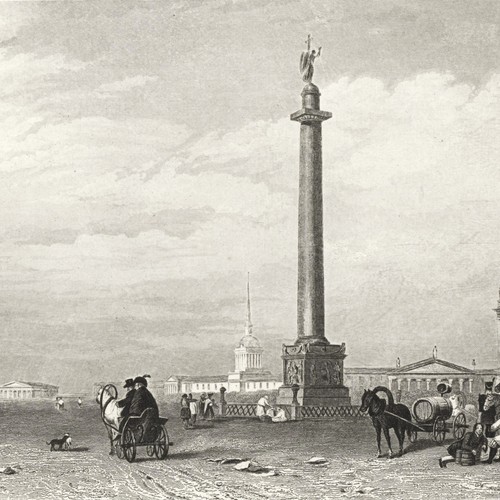 Stahlstich alexandersäule - stahlstich,