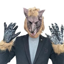 Halloween Werwolf Kostüm Gruselige Tierkopfmaske für Erwachsene zum Cosplay