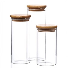 3x Vorratsglas Vorratsdosen mit Bambus Deckel Vorratsbehälter Aufbewahrungsglas