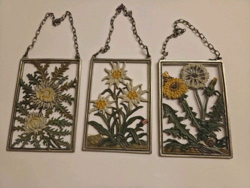 Zinn wandbild alpenblumen - wandbild,