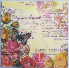 2 Servietten Vintage Nostalgie Rosen Schrift Schmetterling Butterfly Letter