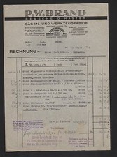 REMSCHEID-HASTEN, Rechnung 1934, P. W. Brand Sägen-Werkzeug-Fabrik