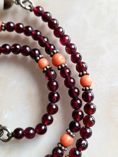 Antik Halskette Collier Granat und Korallen