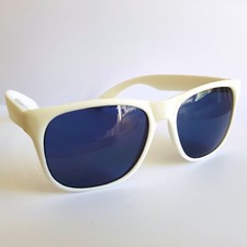 Designer Unisex Sonnenbrille Retro Brille stylisch cool weiss, blaues Glas
