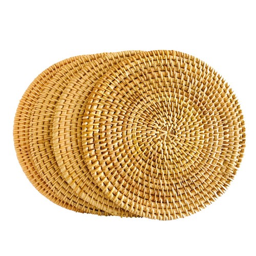 Rattan untersetzer set 4er - rattan,