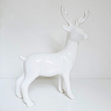 Deko-Hirsch Rentier Keramik weiß Höhe 26cm Länge 22cm Winterdekoration