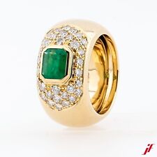 Ring 750/18K Gelbgold 1,4 ct  Smaragd Kolumbien 1 ct TW/VVS Diamanten Brillanten