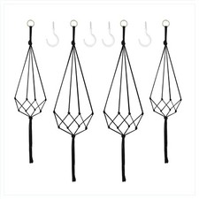 Makramee Blumenampel Set 4 Stück Baumwolle Boho Deko Hänger Pflanzenhalter In...