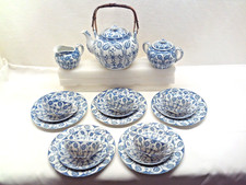 Chinesisches Teeservice Blau Weiß Vintage Porzellan Service Strohblume Asiatisch