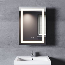 Edelstahl Spiegelschrank Bad mit LED Beleuchtung Beschlagfrei Steckdose 70x50cm