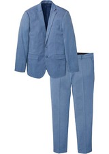 2-tlg Anzug Regular Fit Gr. 48-66 Blau Herrenanzug Büro Freizeit Sakko Hose Neu