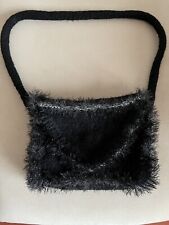 Tasche Handtasche Filz Damen Schwarz mit Silberglitzer umrandet 27x19x7 NEU