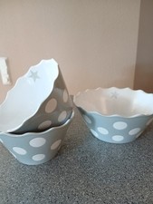 Krasilnikoff Schalen Schüsseln grau mit Punkten 3er Set w NEU