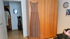 Lurex Kleid Bronze Damen Gr. 40/42 gefüttert, bodenlang, sehr weich