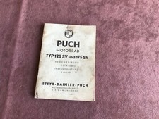Original Puch Motorrad 125 SV 175 SV  Beschreibung Betriebsanleitung 1954