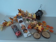 Herbstdeko 18-teilig Girlanden Vogelscheuche Kürbisse Filzblätter Igel Laterne