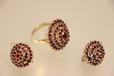 Schmuckset granat ring - granat, und