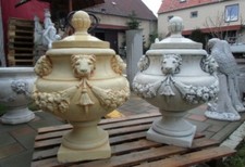 Pflanzamphore "Löwe" 89 cm, Steinguss, Pflanzschalen Gartenfiguren Steinfiguren