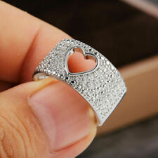 Hochzeit Band Diamant Herz Form Verlobungsring Weißgold-Finish Jubiläum Geschenk