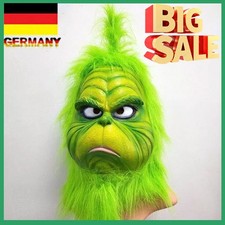 Der Grinch Vollkopf Latex Maske Perücke Xmas Hut Monster Weihnachten Cosplay-DE