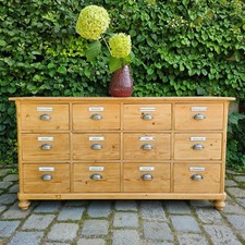 Altes antiker Apothekerschrank Sideboard  Kommode mit 12 Schüben vintage Emaille