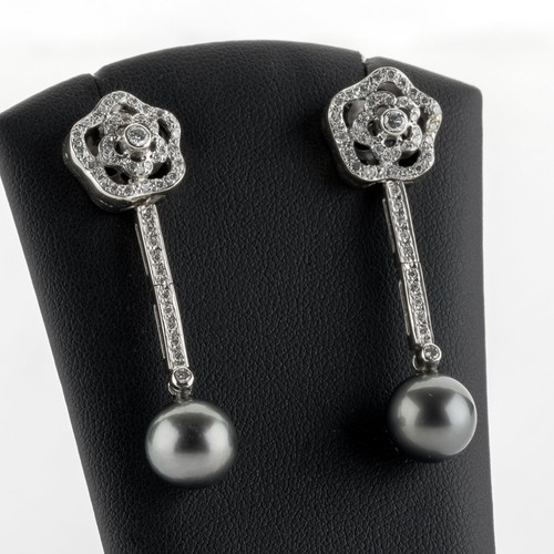 750 white gold - , earrings