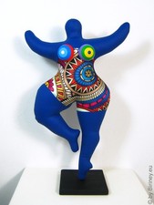Blau-bunte Nana-Figur 33cm von Biriney - handgefertigt in Deutschland Ornamente