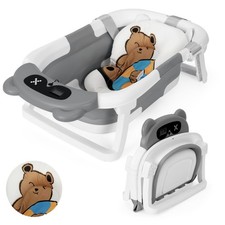 Baby Badewanne Kunststoff mit Shampoobecher Faltbare Rutschfesten Tub Babywanne