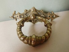 alt Messing Möbelbeschlag Ringgriff Kommode Schubladengriff Gründerzeit Griff