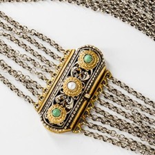 Hals Kette 800 Silber mit Türkis Perle Tracht Collier Antik Kropfkette .