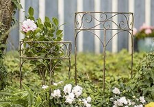 2x Pflanzen Stütze Stauden Halter Antik Look, Metall, Strauch Ständer Rank Hilfe