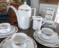 Antik Jugendstil Art Déco Kaffeeservice 6 Pers. Rosenborte