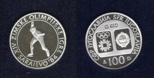 Jugoslawien 100 Dinara 1984 PP SILBER Olympiade Sarajevo 1984 Eisschnelllauf